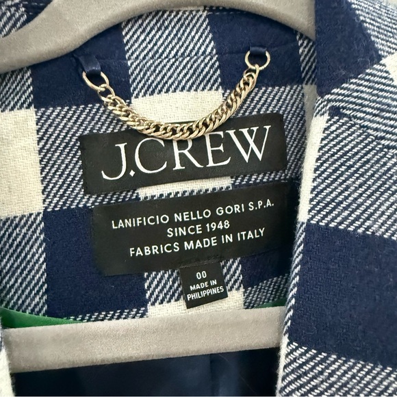 J Crew Coat Alfie Topcoat Boiled Wool in Buffalo Check Plaid Navy White - Picture 7 of 11